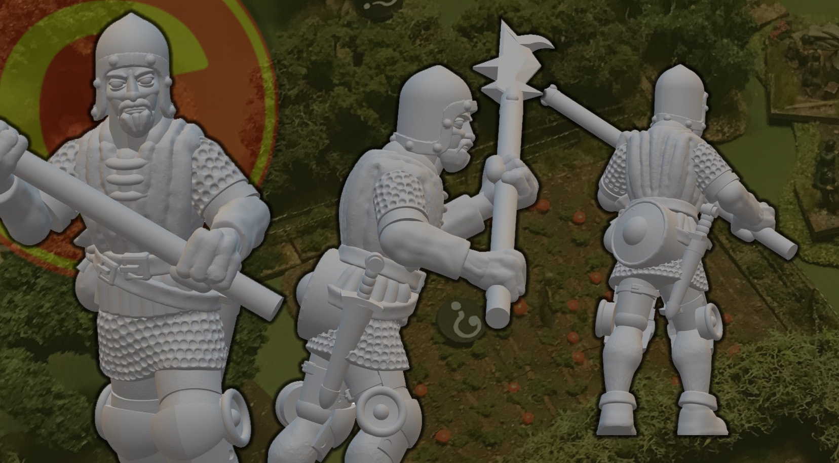 Medieval Infantryman Advancing with Polearm